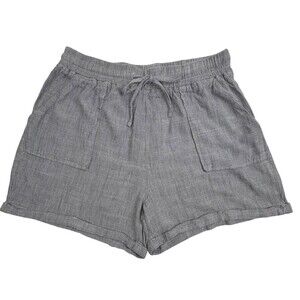 Lagenlook Relaxed Linen Blend Shorts Pull-On Gray Cuffed Beach Royalty for Me L